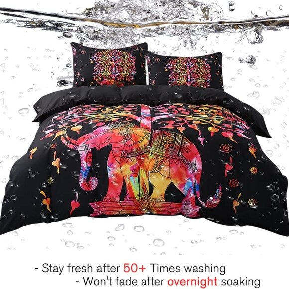 NEW Tree of Life Elephant Boho Style Duvet & Pillowcase SET - Picture 2 of 2